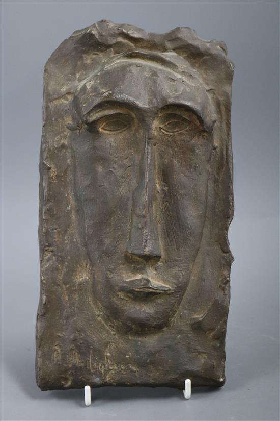 After Amedeo Modigliani, a relief bronze plaque. Height 27cm